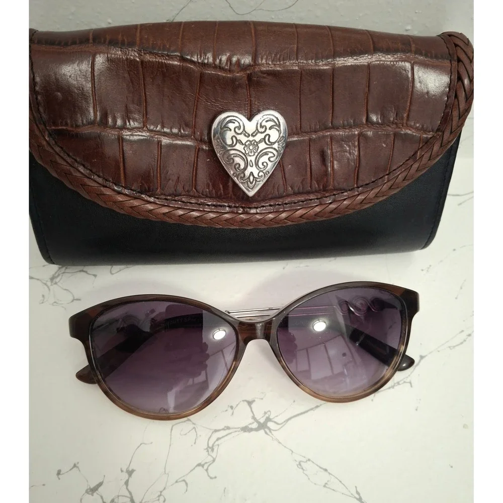 Vintage Brighton Women's Sunglasses Tortoise Shell With Rhinestones & Case